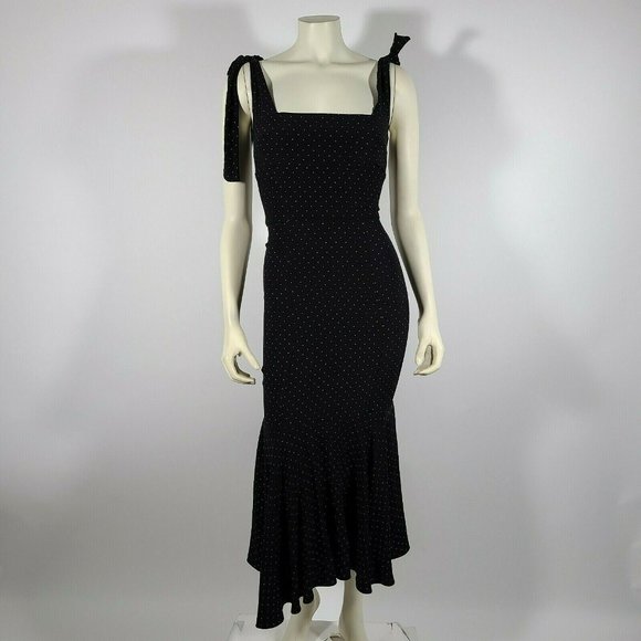 ALEXIS Black White Dot Pauldine Dress - Picture 2 of 5